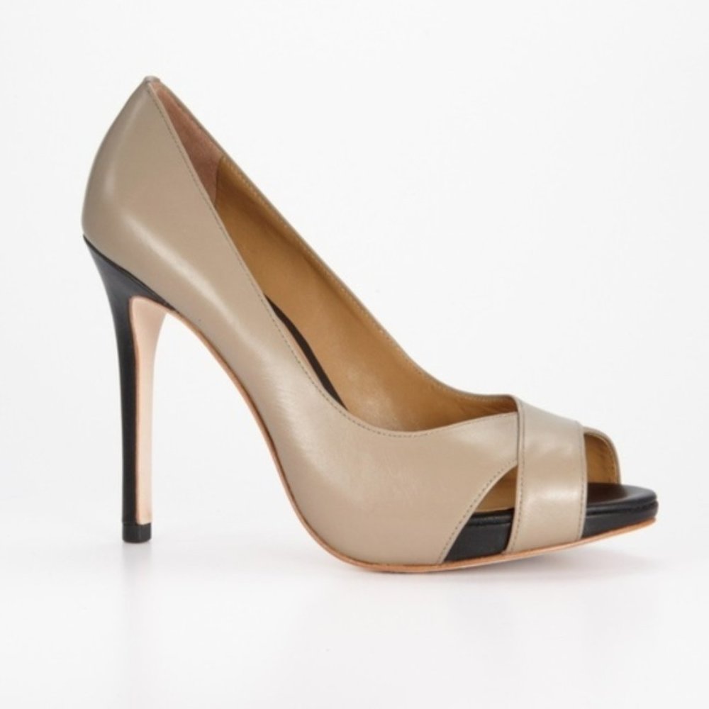 Ann Taylor Cheri Two-Tone Leather Peep Toe Pump